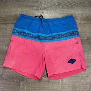 Vintage Gotcha Shorts Mens 32 Pink Blue Swim Trunks Tribal Colorblock 90s